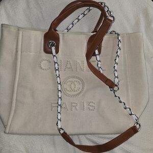 Chnl Cream and Brown Women's Bag
